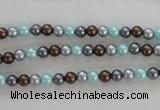 CSB1000 15.5 inches 4mm round mixed color shell pearl beads