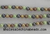 CSB1001 15.5 inches 4mm round mixed color shell pearl beads