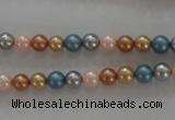 CSB1015 15.5 inches 6mm round mixed color shell pearl beads