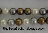 CSB1032 15.5 inches 8mm round mixed color shell pearl beads