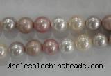 CSB1035 15.5 inches 8mm round mixed color shell pearl beads