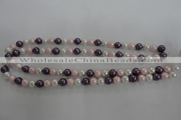 CSB1037 15.5 inches 8mm round mixed color shell pearl beads