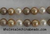 CSB1040 15.5 inches 8mm round mixed color shell pearl beads