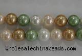 CSB1043 15.5 inches 8mm round mixed color shell pearl beads