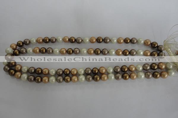 CSB1044 15.5 inches 8mm round mixed color shell pearl beads