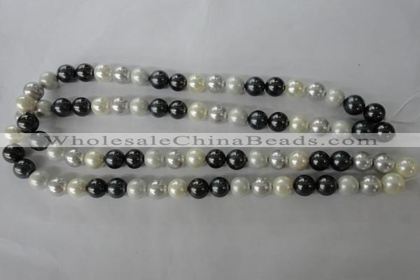 CSB1051 15.5 inches 10mm round mixed color shell pearl beads