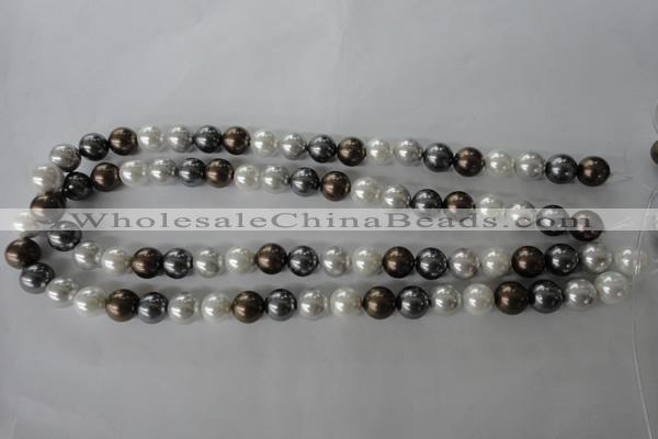 CSB1054 15.5 inches 10mm round mixed color shell pearl beads