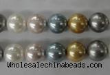 CSB1058 15.5 inches 10mm round mixed color shell pearl beads