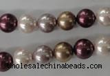 CSB1059 15.5 inches 10mm round mixed color shell pearl beads