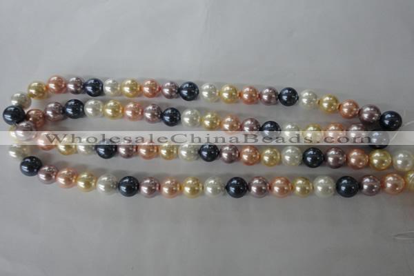 CSB1067 15.5 inches 10mm round mixed color shell pearl beads