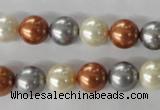 CSB1073 15.5 inches 10mm round mixed color shell pearl beads