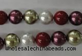 CSB1075 15.5 inches 10mm round mixed color shell pearl beads