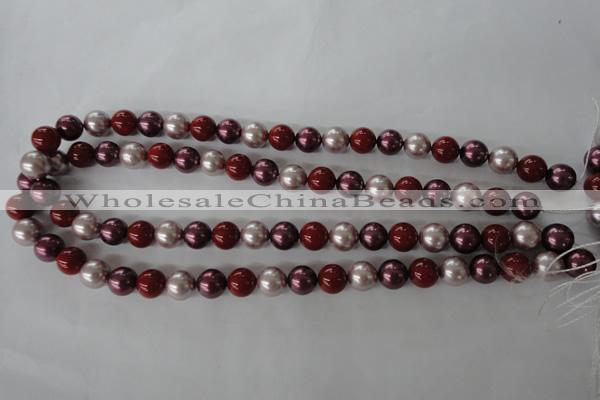 CSB1076 15.5 inches 10mm round mixed color shell pearl beads