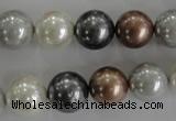 CSB1084 15.5 inches 12mm round mixed color shell pearl beads