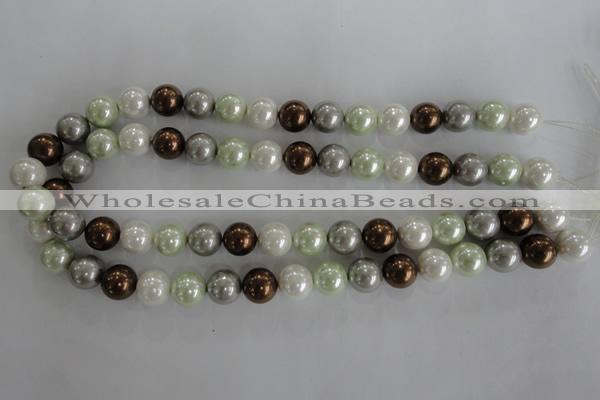 CSB1090 15.5 inches 12mm round mixed color shell pearl beads