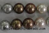 CSB1091 15.5 inches 12mm round mixed color shell pearl beads