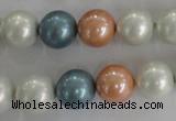 CSB1095 15.5 inches 12mm round mixed color shell pearl beads