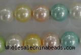 CSB1098 15.5 inches 12mm round mixed color shell pearl beads