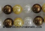 CSB1099 15.5 inches 12mm round mixed color shell pearl beads