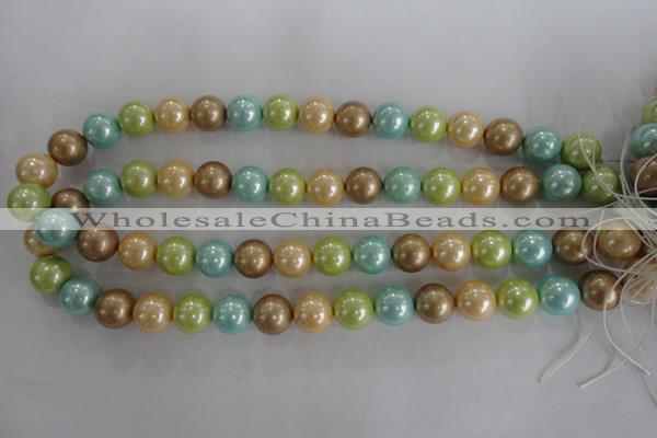 CSB1103 15.5 inches 12mm round mixed color shell pearl beads