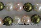 CSB1109 15.5 inches 12mm round mixed color shell pearl beads