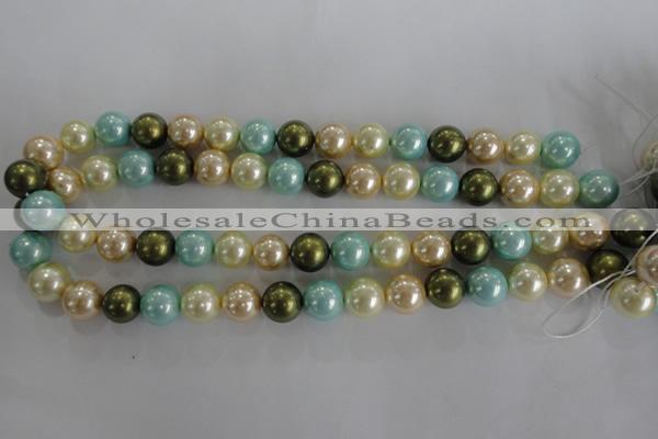 CSB1110 15.5 inches 12mm round mixed color shell pearl beads