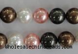 CSB1111 15.5 inches 12mm round mixed color shell pearl beads