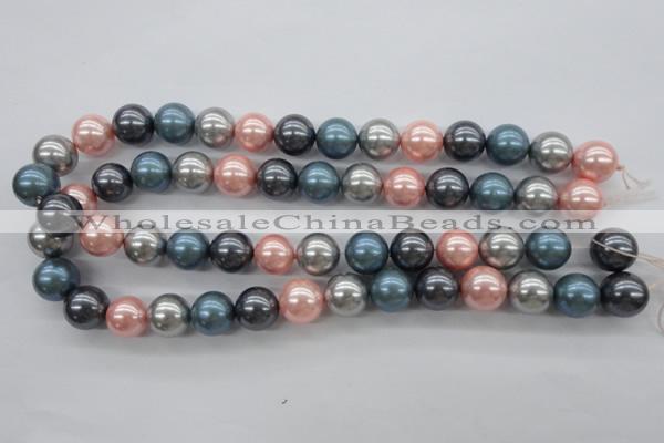 CSB1139 15.5 inches 14mm round mixed color shell pearl beads