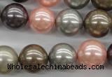 CSB1140 15.5 inches 14mm round mixed color shell pearl beads