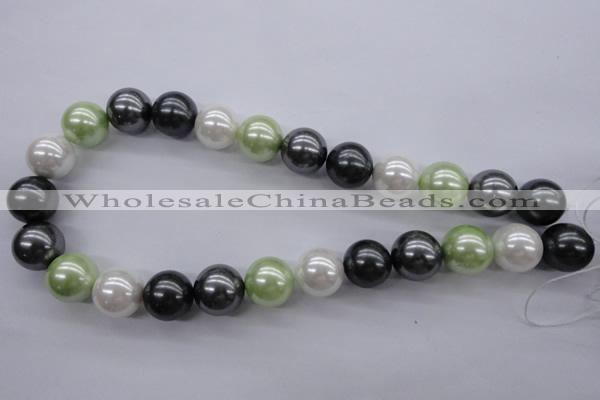 CSB1152 15.5 inches 16mm round mixed color shell pearl beads