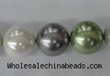 CSB1153 15.5 inches 16mm round mixed color shell pearl beads