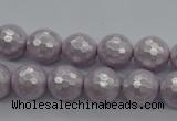 CSB1181 15.5 inches 8mm faceted round shell pearl beads