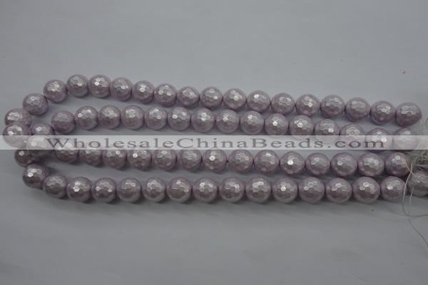 CSB1181 15.5 inches 8mm faceted round shell pearl beads