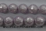 CSB1182 15.5 inches 10mm faceted round shell pearl beads