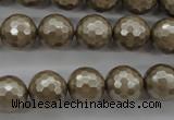 CSB1192 15.5 inches 12mm faceted round shell pearl beads