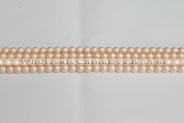 CSB1360 15.5 inches 4mm matte round shell pearl beads wholesale