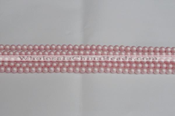 CSB1370 15.5 inches 4mm matte round shell pearl beads wholesale