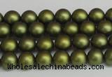 CSB1395 15.5 inches 4mm matte round shell pearl beads wholesale