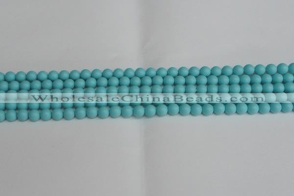 CSB1405 15.5 inches 4mm matte round shell pearl beads wholesale