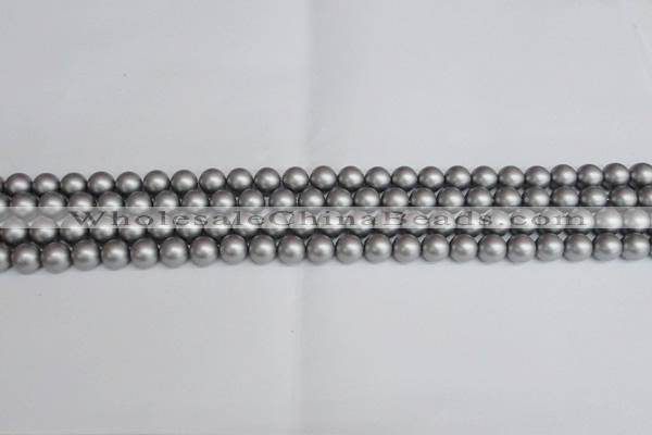 CSB1440 15.5 inches 4mm matte round shell pearl beads wholesale