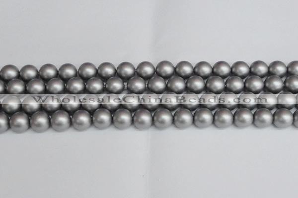 CSB1444 15.5 inches 12mm matte round shell pearl beads wholesale