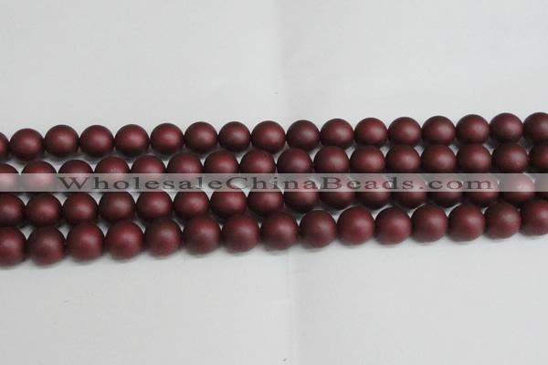 CSB1454 15.5 inches 12mm matte round shell pearl beads wholesale