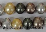 CSB158 15.5 inches 12*15mm – 13*16mm oval mixed color shell pearl beads