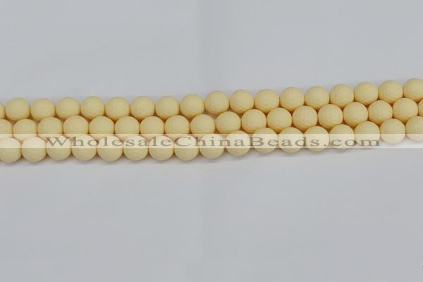 CSB1801 15.5 inches 6mm faceetd round matte shell pearl beads