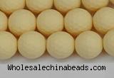 CSB1802 15.5 inches 8mm faceetd round matte shell pearl beads