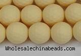 CSB1803 15.5 inches 10mm faceetd round matte shell pearl beads