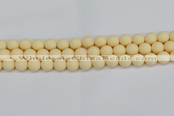 CSB1803 15.5 inches 10mm faceetd round matte shell pearl beads