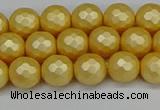 CSB1811 15.5 inches 6mm faceetd round matte shell pearl beads