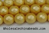 CSB1812 15.5 inches 8mm faceetd round matte shell pearl beads