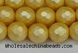 CSB1814 15.5 inches 12mm faceetd round matte shell pearl beads